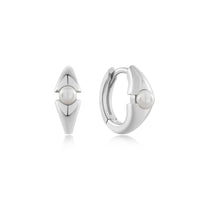 Ania Haie Silver Pearl Geometric Huggie Hoop EarRingss Earrings Ania Haie 
