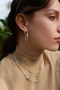 Ania Haie Silver Pearl Modernist Oval Hoop EarRingss Earrings Ania Haie 