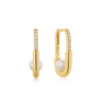 Ania Haie Gold Pearl Interlock Oval Hoop EarRingss Earrings Ania Haie 