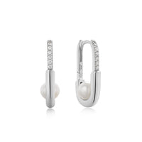 Ania Haie Silver Pearl Interlock Oval Hoop EarRingss Earrings Ania Haie 