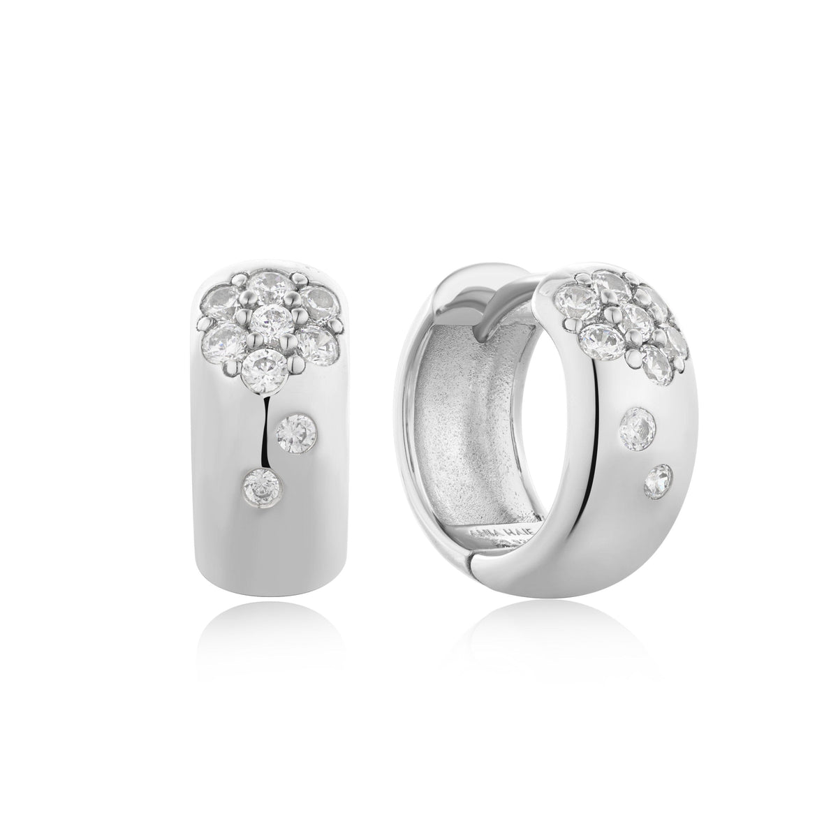 Ania Haie Silver Sparkle Wide Huggie Hoop EarRingss Earrings Ania Haie 