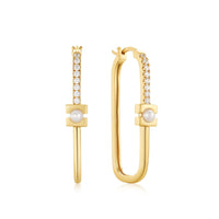 Ania Haie Gold Pearl Modernist Oval Hoop EarRingss Earrings Ania Haie 