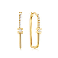 Ania Haie Gold Pearl Modernist Oval Hoop EarRingss Earrings Ania Haie 