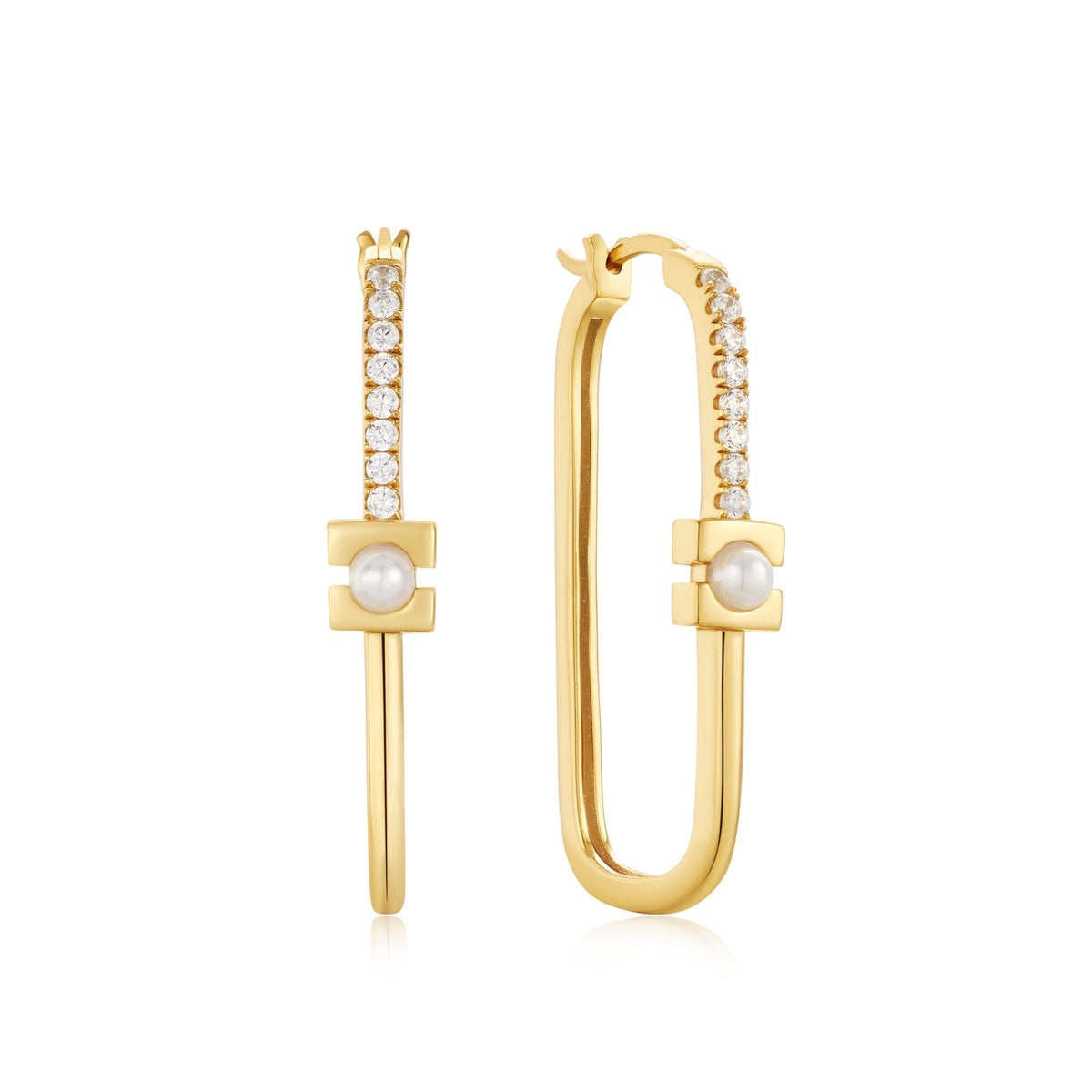 Ania Haie Gold Pearl Modernist Oval Hoop EarRingss Earrings Ania Haie 
