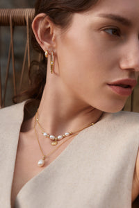 Ania Haie Gold Pearl Modernist Oval Hoop EarRingss Earrings Ania Haie 