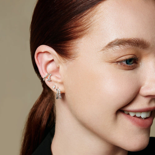 Ania Haie Silver Sparkle Double Huggies Earrings Ania Haie 