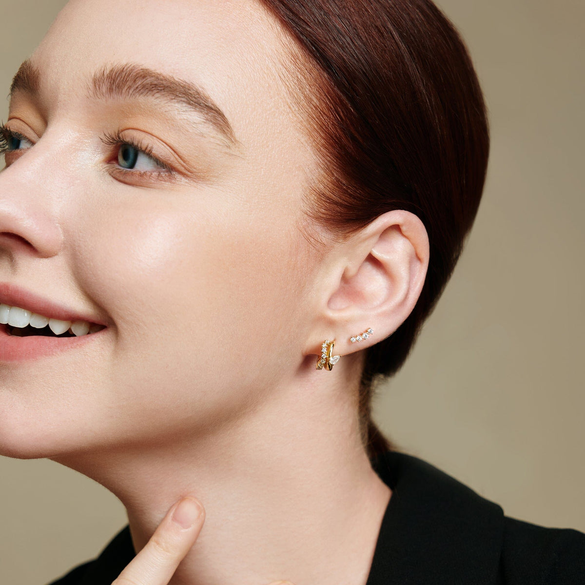 Ania Haie Gold Sparkle Climber Studs Earrings Ania Haie 