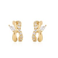 Ania Haie Gold Sparkle Double Hoop Studs Earrings Ania Haie 