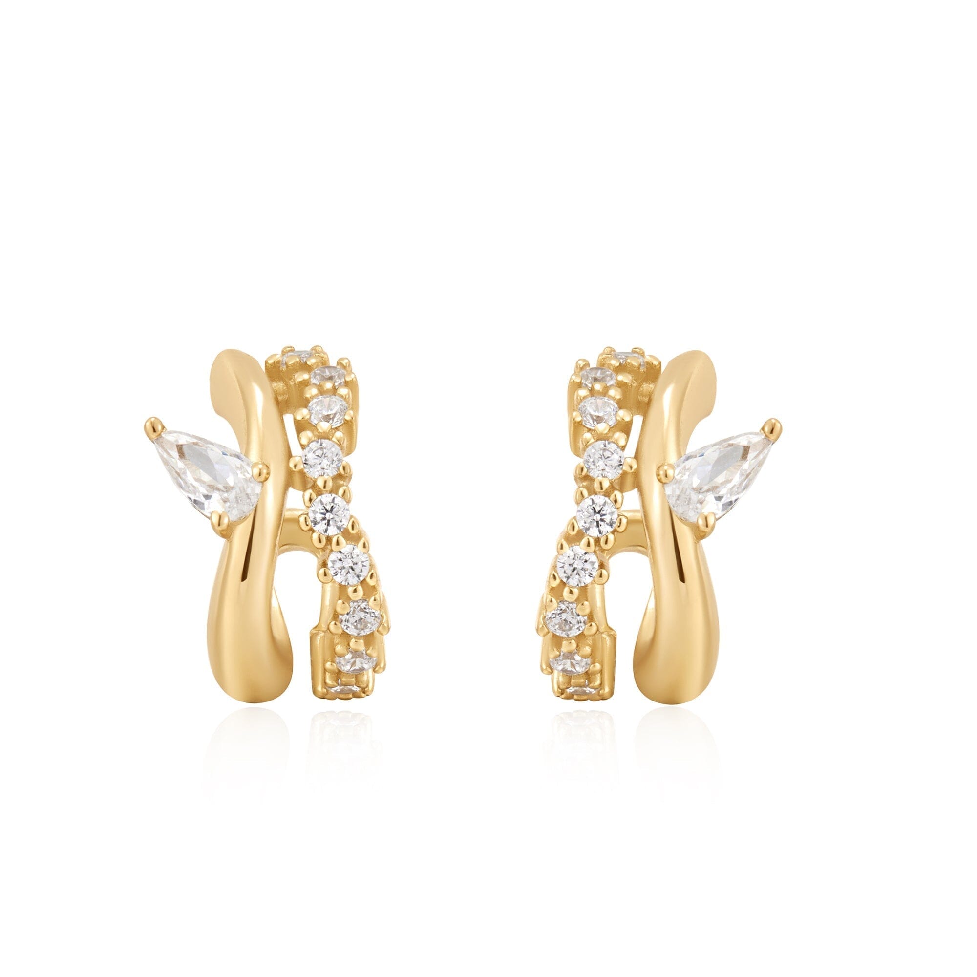 Ania Haie Gold Sparkle Double Hoop Studs Earrings Ania Haie 
