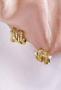 Ania Haie Gold Sparkle Double Hoop Studs Earrings Ania Haie 