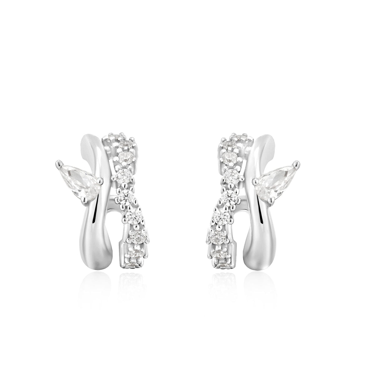 Ania Haie Silver Sparkle Double Hoop Studs Earrings Ania Haie 