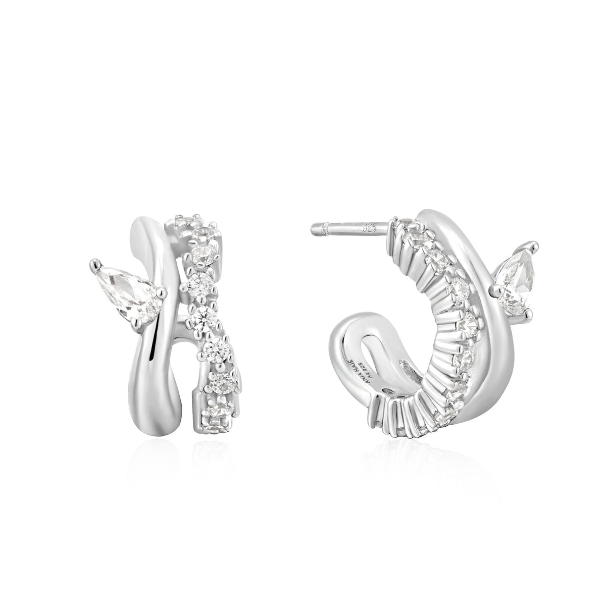 Ania Haie Silver Sparkle Double Hoop Studs Earrings Ania Haie 
