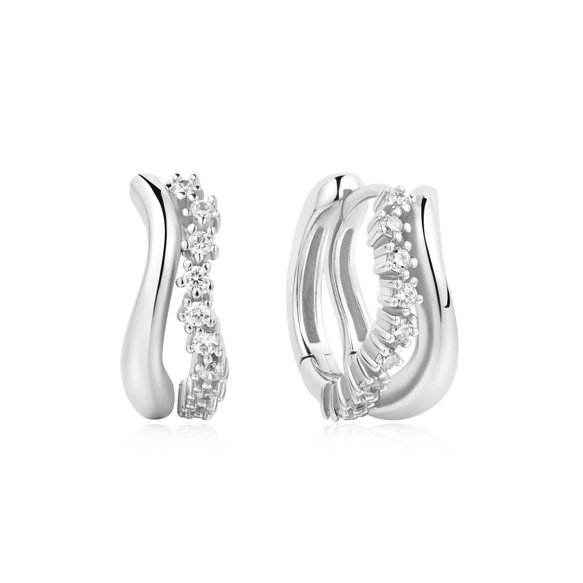Ania Haie Silver Sparkle Double Huggies Earrings Ania Haie 