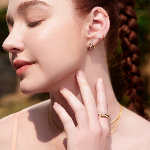 Ania Haie Gold Kiss Polished Pave Studs Earrings Ania Haie 
