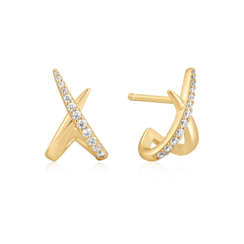 Ania Haie Gold Kiss Polished Pave Studs Earrings Ania Haie 