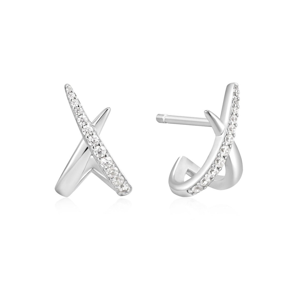 Ania Haie Silver Kiss Polished Pave Studs Earrings Ania Haie 
