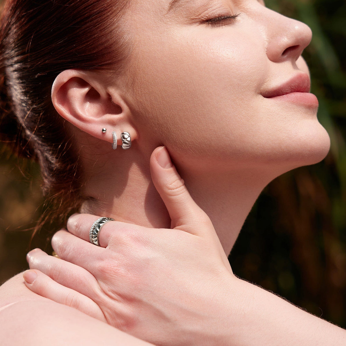 Ania Haie Silver Kiss Polished Pave Studs Earrings Ania Haie 