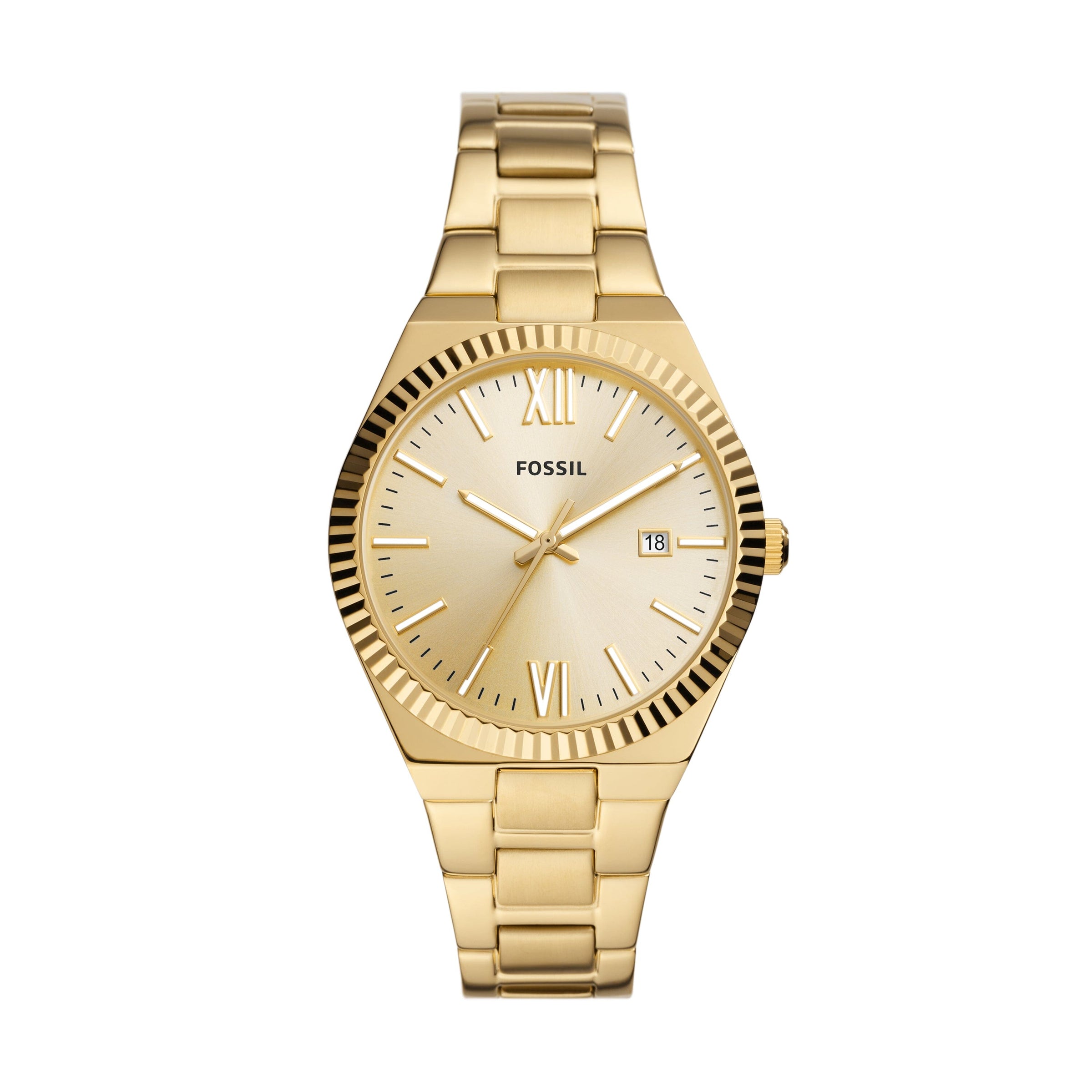 Fossil Scarlette Three-Hand Date Gold-Tone Stainless Steel Watch ES5299 Watches Fossil 
