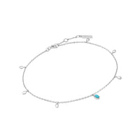 Ania Haie Silver Turquoise Drop Pendant Anklet Anklets Ania Haie 