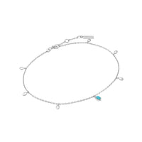 Ania Haie Silver Turquoise Drop Pendant Anklet Anklets Ania Haie 