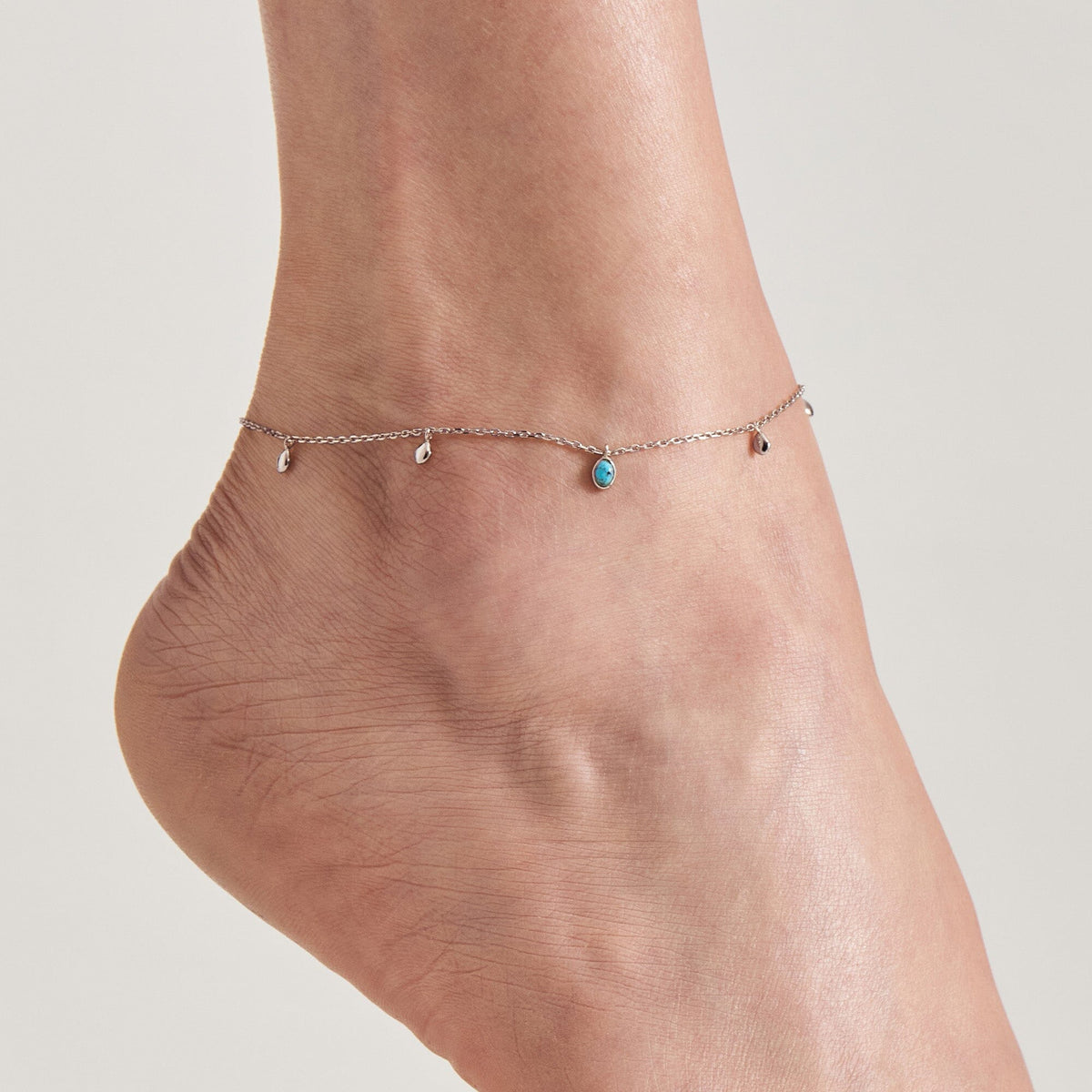 Ania Haie Silver Turquoise Drop Pendant Anklet Anklets Ania Haie 
