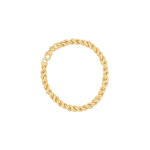 9ct Yellow Gold Silver Infused 19cm Diamond Cut Twist Bracelet Bracelets Bevilles 