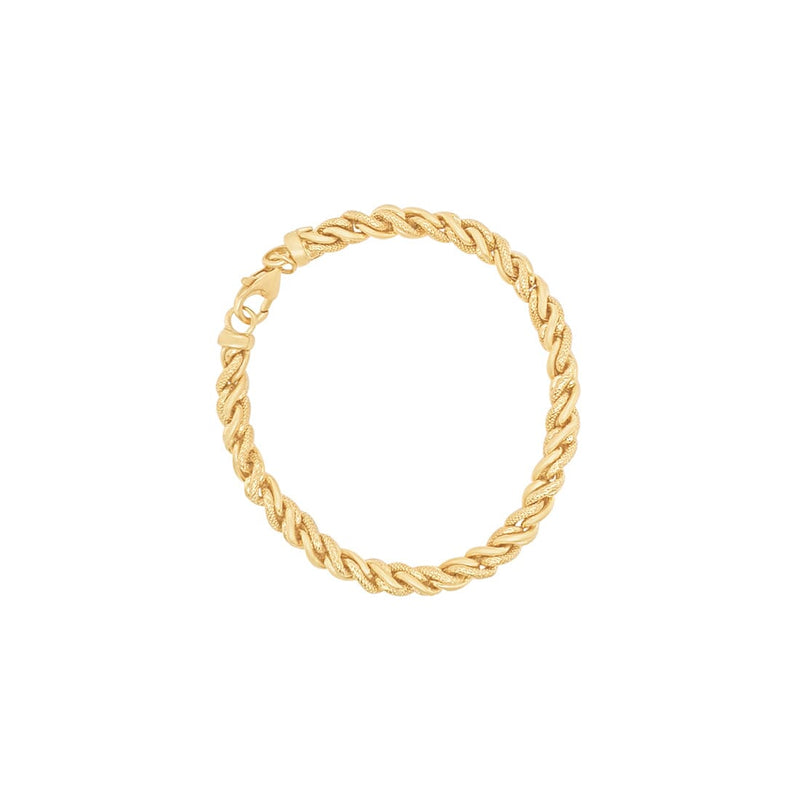 9ct Yellow Gold Silver Infused 19cm Diamond Cut Twist Bracelet Bracelets Bevilles 
