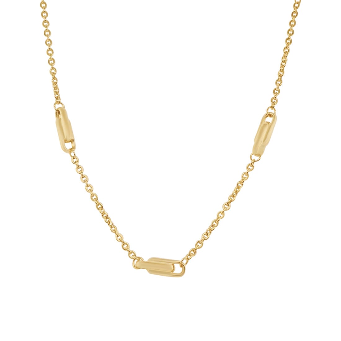 47cm 9ct Yellow Gold Silver Infused Necklace with Bars Necklaces Bevilles 