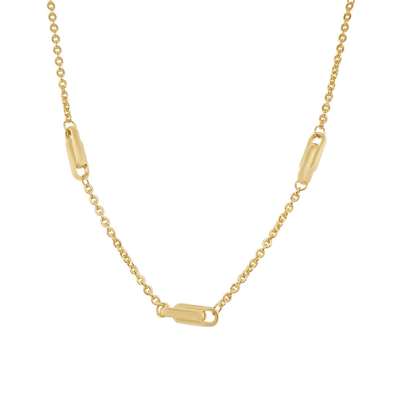 47cm 9ct Yellow Gold Silver Infused Necklace with Bars Necklaces Bevilles 