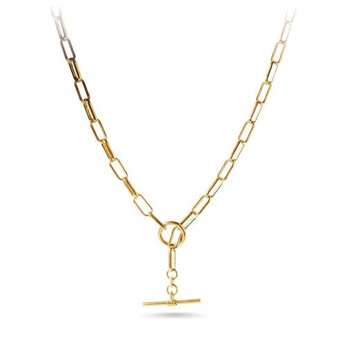 9ct Yellow Gold Silver Infused Oval Belcher Necklace Necklaces Bevilles 