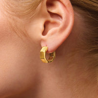 9ct Yellow Gold Silver Infused Mini 7 Sided Huggie Earrings Earrings Bevilles 