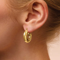 9ct Yellow Gold Silver Infused Thick Open Top Tube Hoop Earrings Earrings Bevilles 