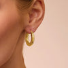 9ct Yellow Gold Silver Filled Medium Bold Round Flat Edged Hoop Earrings Earrings Bevilles 