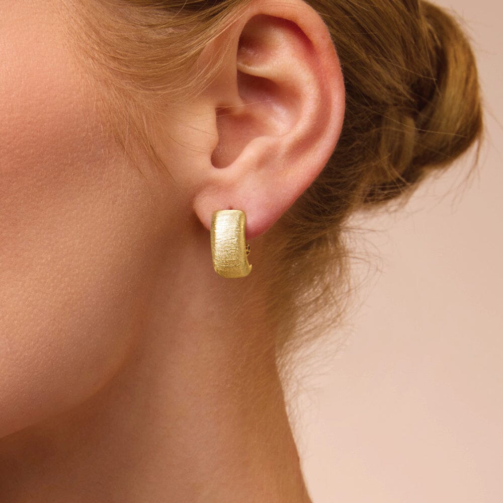 9ct Yellow Gold Silver Infused Half Curve Hoop Earrings Earrings Bevilles 