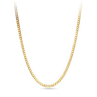 9ct Yellow Gold Silver Infused Flat Curb Necklace 75cm Necklaces Bevilles 