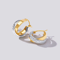 9ct Two Tone Silver Infused Hoop Earrings- 3mm x 16mm Earrings Bevilles 