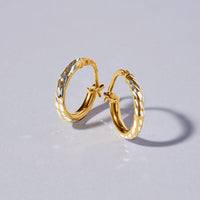 9ct Yellow Gold Silver Infused Hoops- 2mm x10mm Earrings Bevilles 