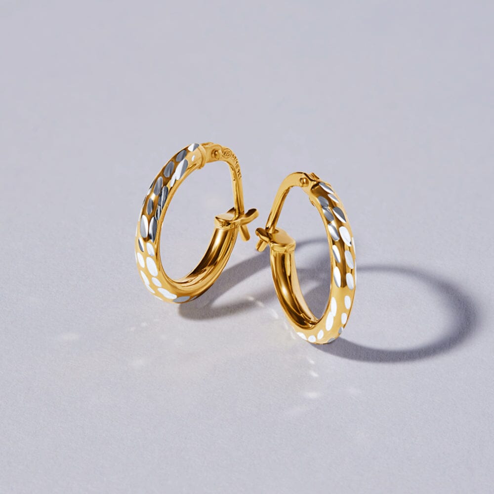 9ct Yellow Gold Silver Infused Hoops- 2mm x10mm Earrings Bevilles 