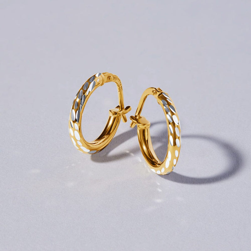 9ct Yellow Gold Silver Infused Hoops- 2mm x10mm Earrings Bevilles 