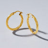9ct Yellow Gold Silver Infused Twist Hoop Earrings 20mm Earrings Bevilles 