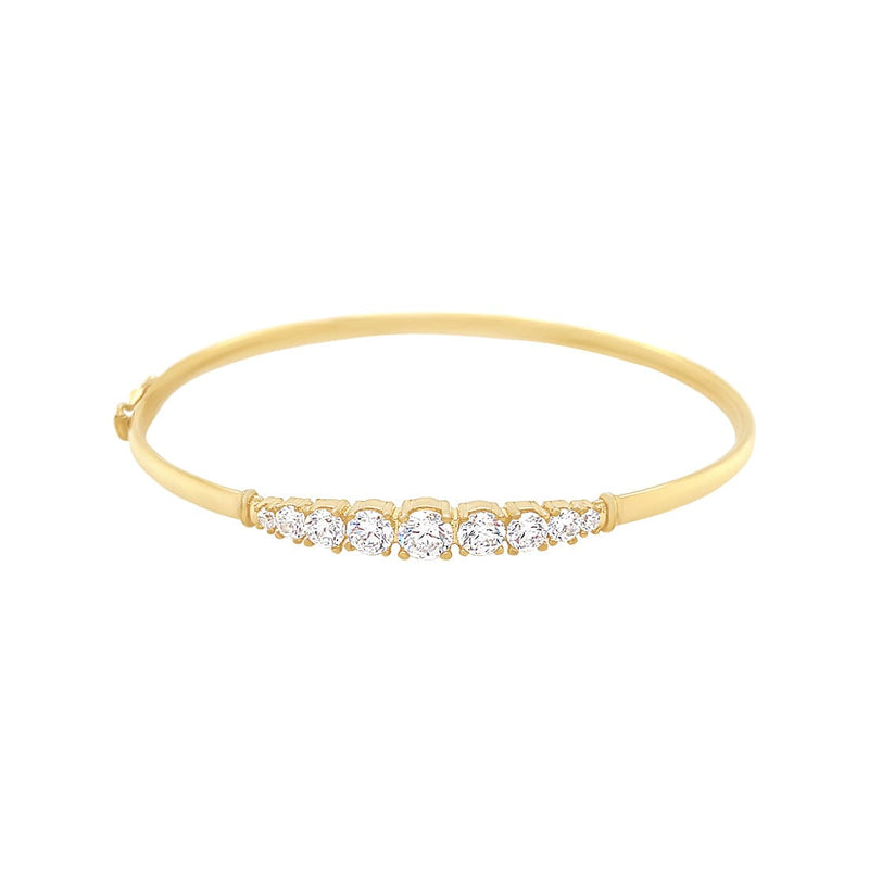9ct Yellow Gold Silver Infused Graduated Bangle with Cubic Zirconia Bangles Bevilles 
