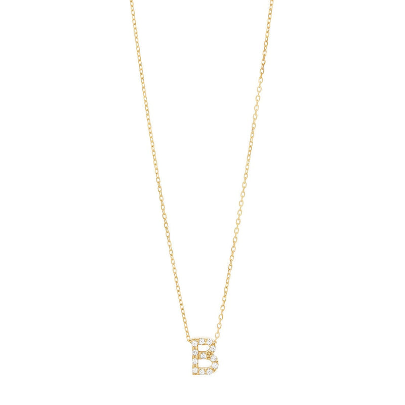 9ct Yellow Gold Silver Infused Cubic Zirconia Initial Necklace Necklaces Bevilles B 