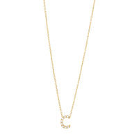 9ct Yellow Gold Silver Infused Cubic Zirconia Initial Necklace Necklaces Bevilles C 