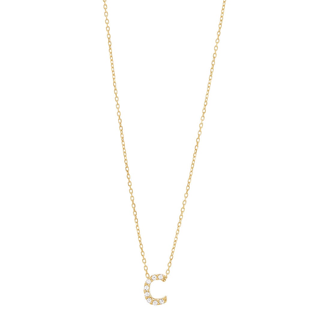 9ct Yellow Gold Silver Infused Cubic Zirconia Initial Necklace Necklaces Bevilles C 