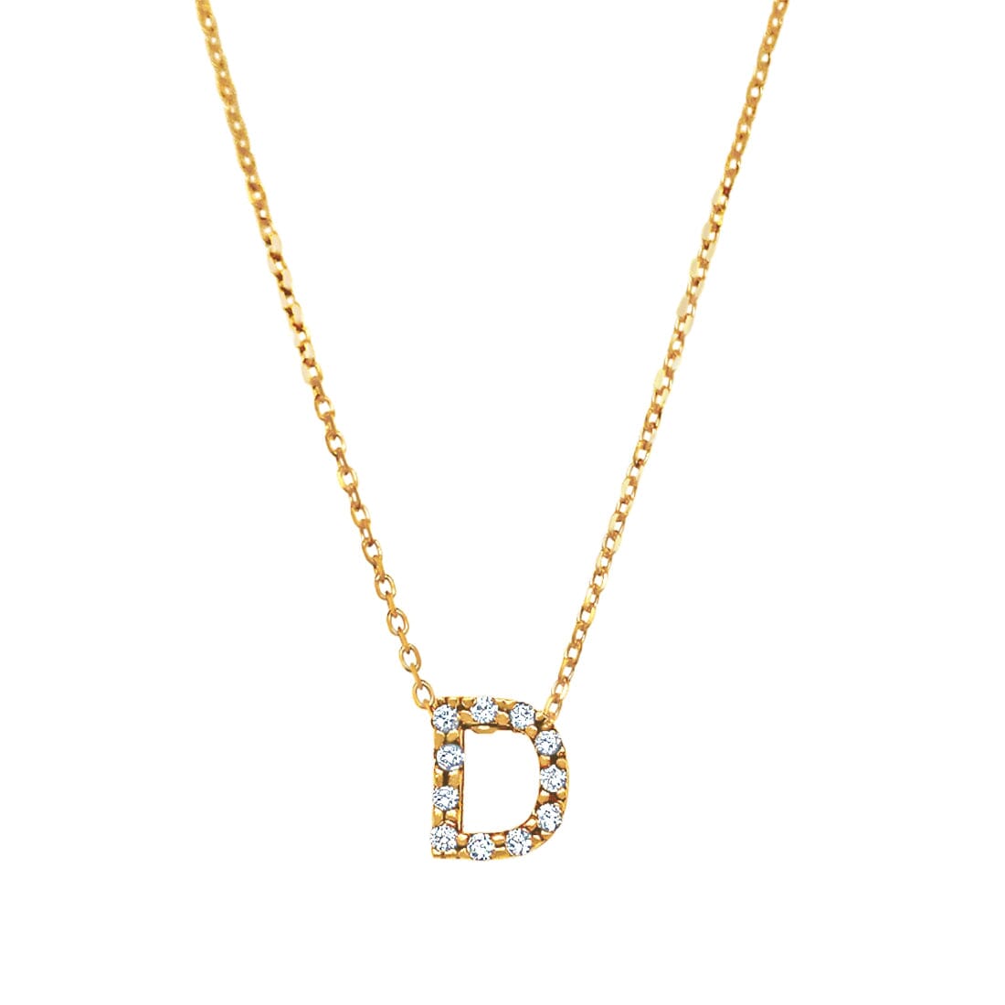 9ct Yellow Gold Silver Infused Cubic Zirconia Initial Necklace Necklaces Bevilles D 