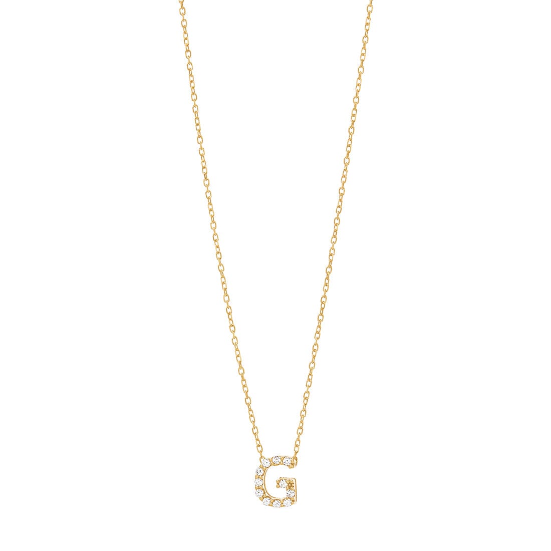 9ct Yellow Gold Silver Infused Cubic Zirconia Initial Necklace Necklaces Bevilles G 