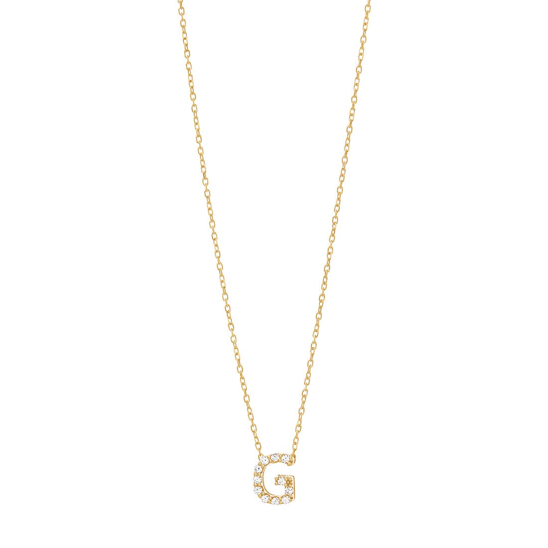 9kt Yellow Gold Silver Infused Cubic Zirconia Initial Necklace
