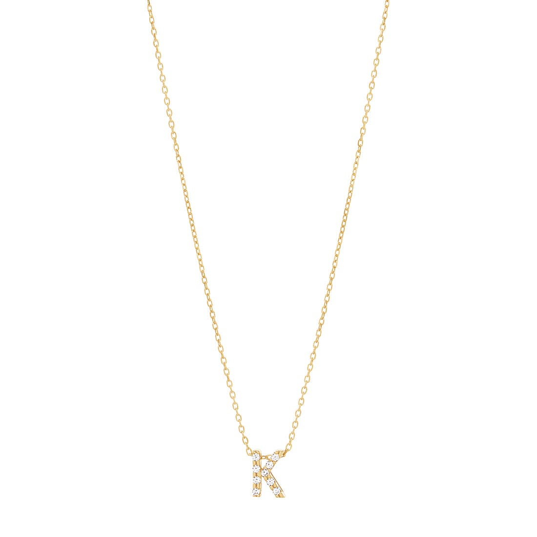 9ct Yellow Gold Silver Infused Cubic Zirconia Initial Necklace Necklaces Bevilles K 