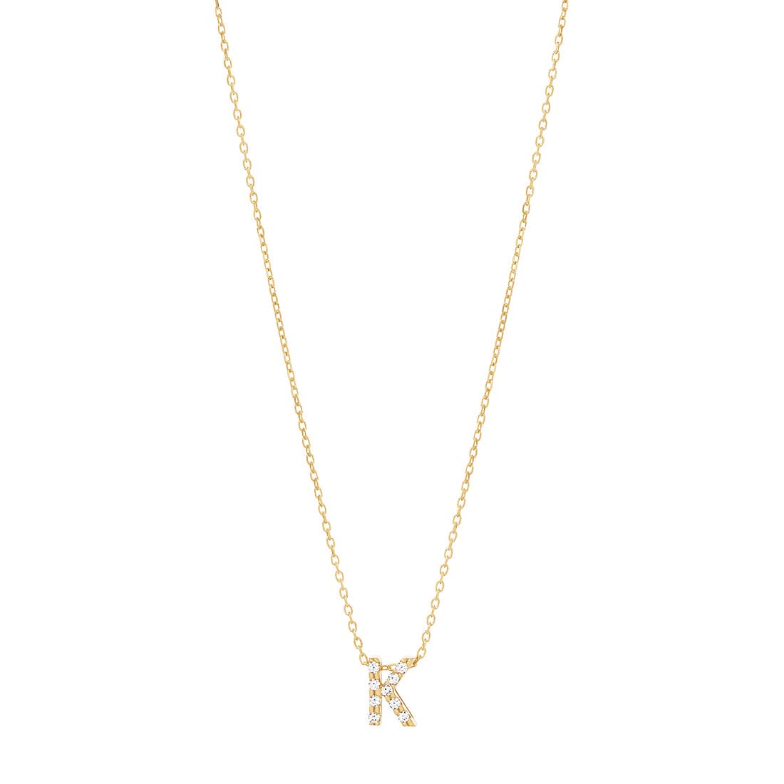 9kt Yellow Gold Silver Infused Cubic Zirconia Initial Necklace
