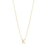 9ct Yellow Gold Silver Infused Cubic Zirconia Initial Necklace Necklaces Bevilles K 
